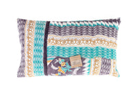 Unique sari pillowcase 30x50 with colorful Indian patterns in purple, turquoise and mustard yellow - vintage boho bohemian sari pillow/Indian pillowcase for sari pillows and oriental pillows
