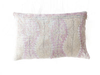 Purple sari pillowcase 60x40 with fine pattern and red stripe in woven texture