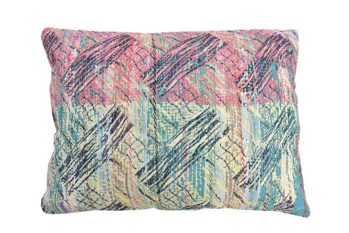 Sari pillowcase 50x70 in multi-colored bohemian/boho design with Indian oriental patterns in pink, turquoise, navy, gold and purple - unique sari pillow in upcycled fabric look